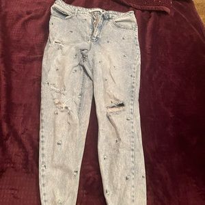 Light wash jeans with flowers